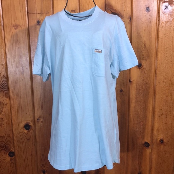 Ariat Women's Rebar CottonStrong Roughneck Graphic T-Shirt size medium blue​ - Picture 5 of 16